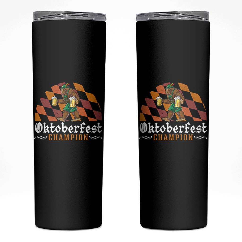 Funny Bigfoot Skinny Tumbler Oktoberfest Champion Beer Lederhosen - Wonder Print Shop