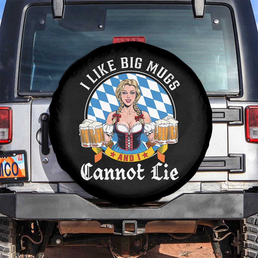 I Like Big Mugs And I Cannot Lie Spare Tire Cover Oktoberfest Party Beer Dirndl Bavarian Flag - Wonder Print Shop