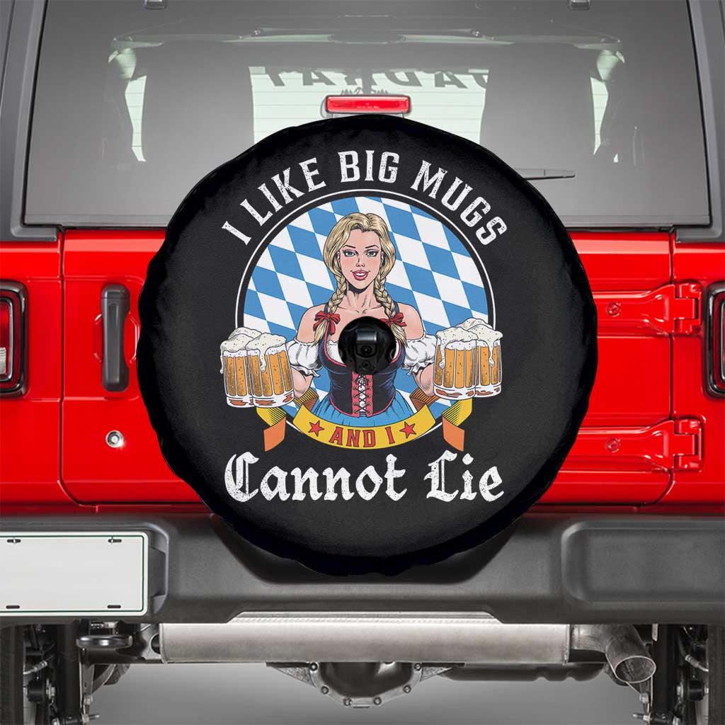 I Like Big Mugs And I Cannot Lie Spare Tire Cover Oktoberfest Party Beer Dirndl Bavarian Flag - Wonder Print Shop