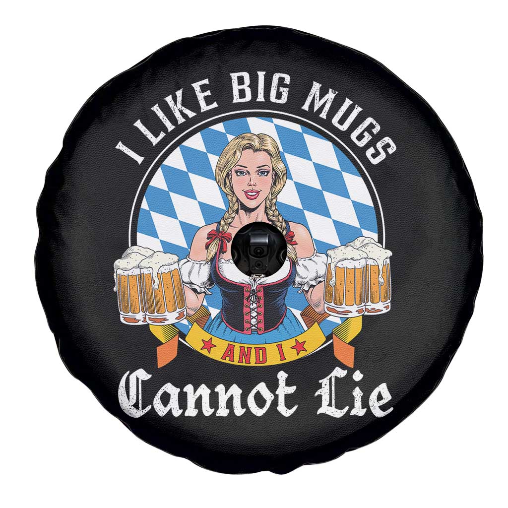 I Like Big Mugs And I Cannot Lie Spare Tire Cover Oktoberfest Party Beer Dirndl Bavarian Flag - Wonder Print Shop