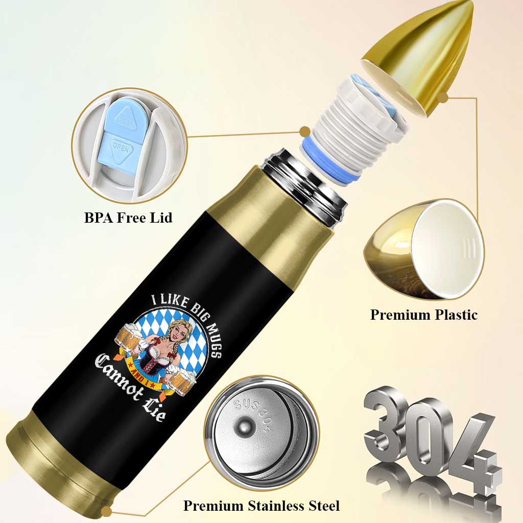 I Like Big Mugs And I Cannot Lie Bullet Tumbler Oktoberfest Party Beer Dirndl Bavarian Flag - Wonder Print Shop