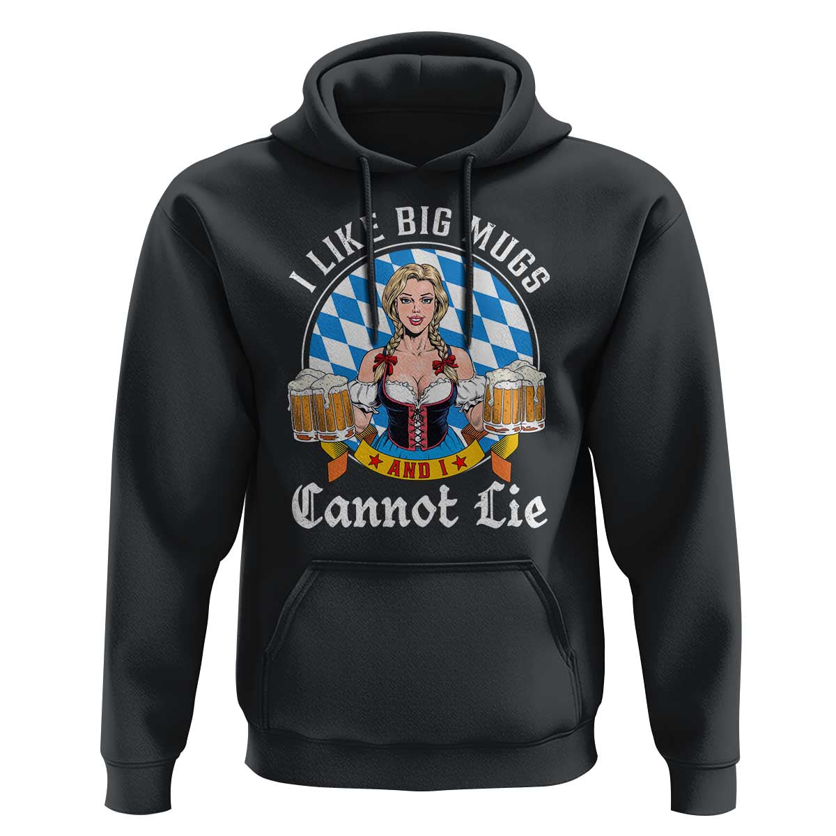 I Like Big Mugs And I Cannot Lie Hoodie Oktoberfest Party Beer Dirndl Bavarian Flag - Wonder Print Shop
