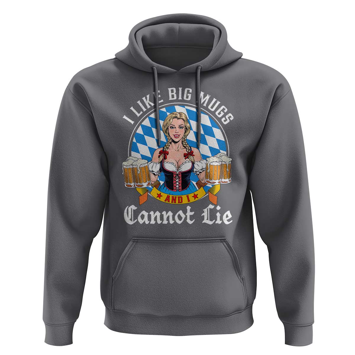 I Like Big Mugs And I Cannot Lie Hoodie Oktoberfest Party Beer Dirndl Bavarian Flag - Wonder Print Shop