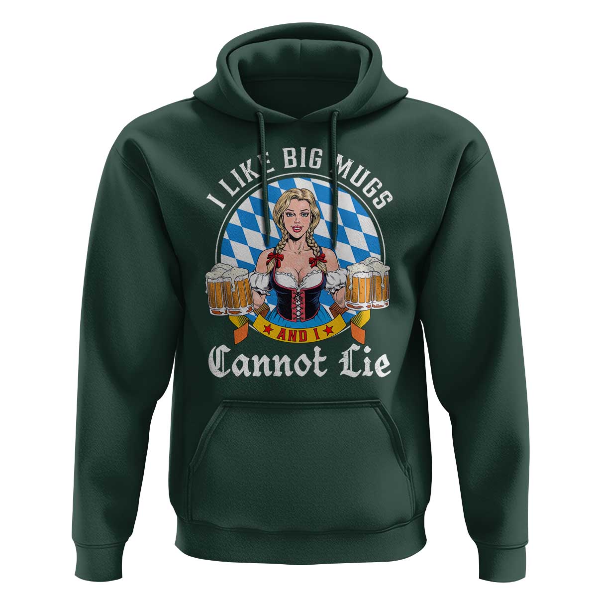 I Like Big Mugs And I Cannot Lie Hoodie Oktoberfest Party Beer Dirndl Bavarian Flag - Wonder Print Shop