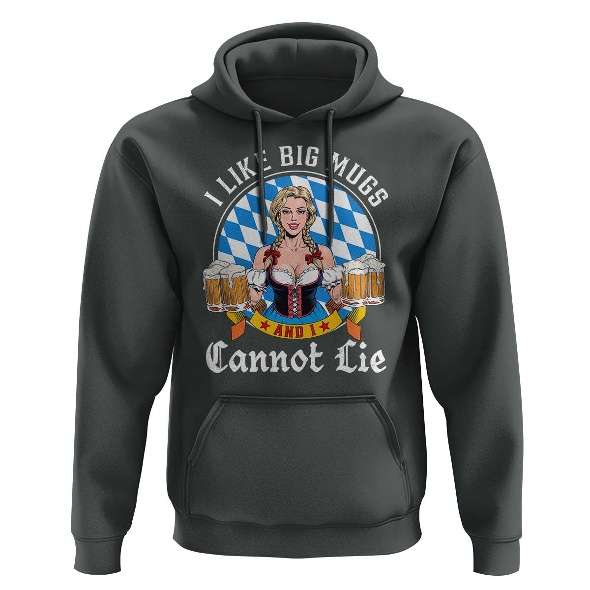 I Like Big Mugs And I Cannot Lie Hoodie Oktoberfest Party Beer Dirndl Bavarian Flag - Wonder Print Shop