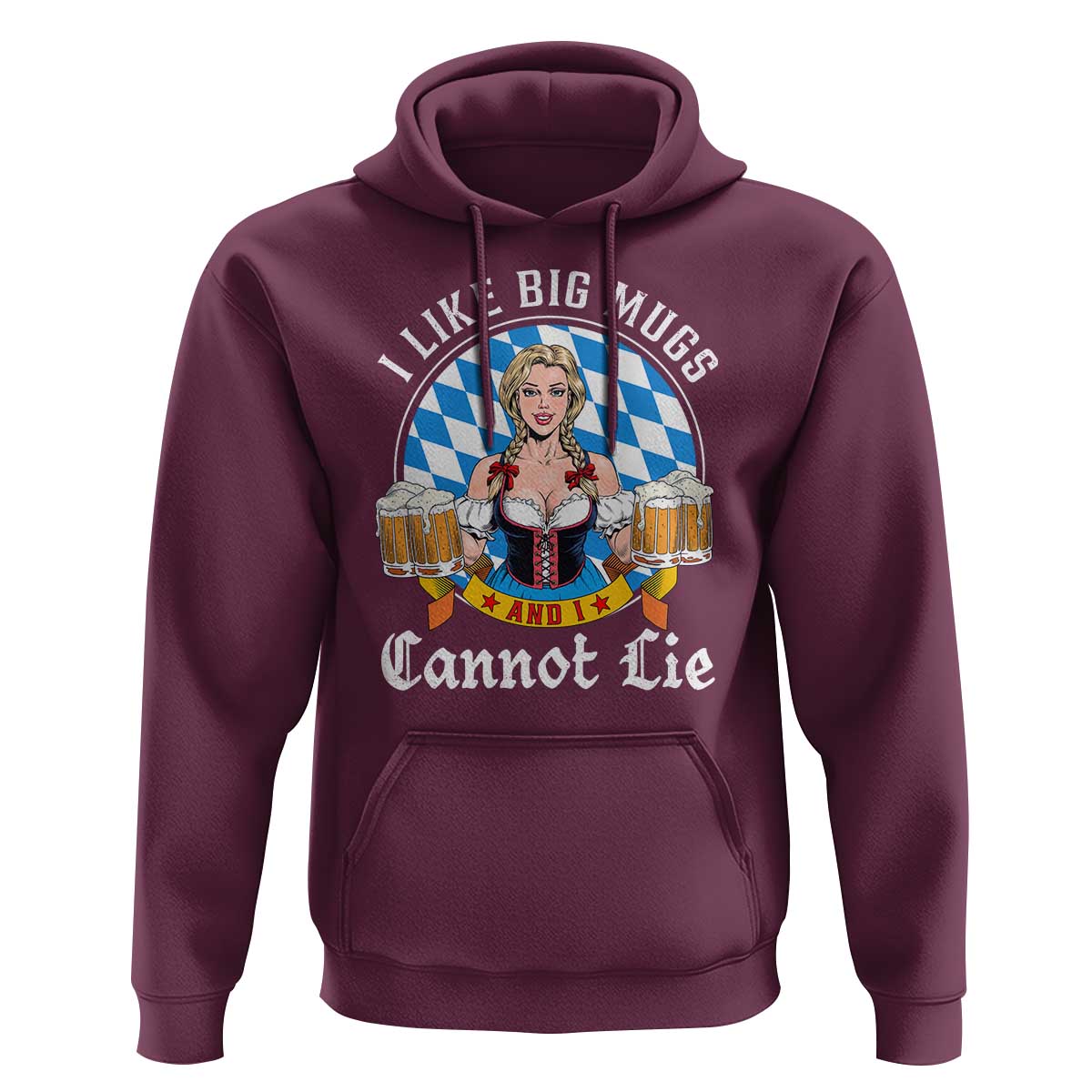 I Like Big Mugs And I Cannot Lie Hoodie Oktoberfest Party Beer Dirndl Bavarian Flag - Wonder Print Shop