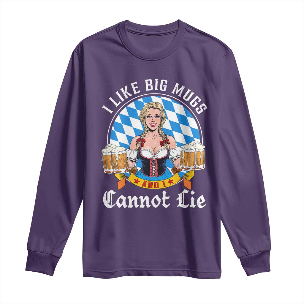 I Like Big Mugs And I Cannot Lie Long Sleeve Shirt Oktoberfest Party Beer Dirndl Bavarian Flag - Wonder Print Shop