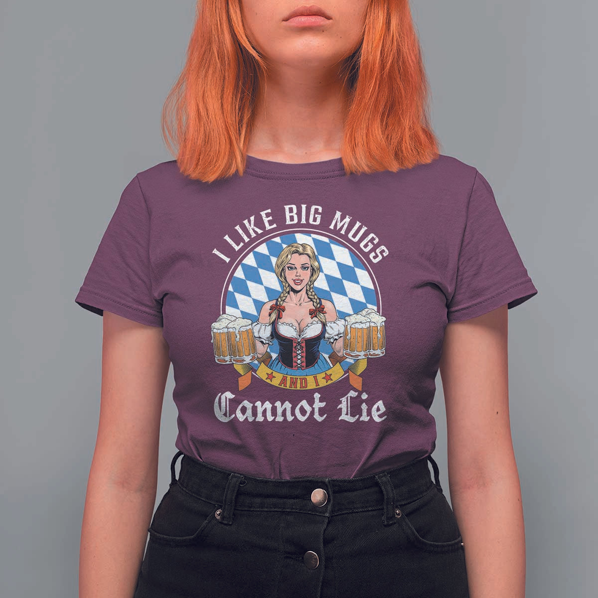 I Like Big Mugs And I Cannot Lie T Shirt For Women Oktoberfest Party Beer Dirndl Bavarian Flag - Wonder Print Shop