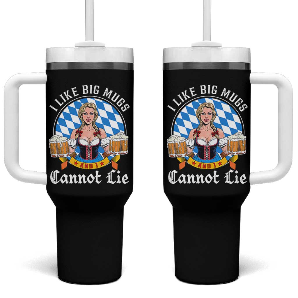 I Like Big Mugs And I Cannot Lie Tumbler With Handle Oktoberfest Party Beer Dirndl Bavarian Flag - Wonder Print Shop