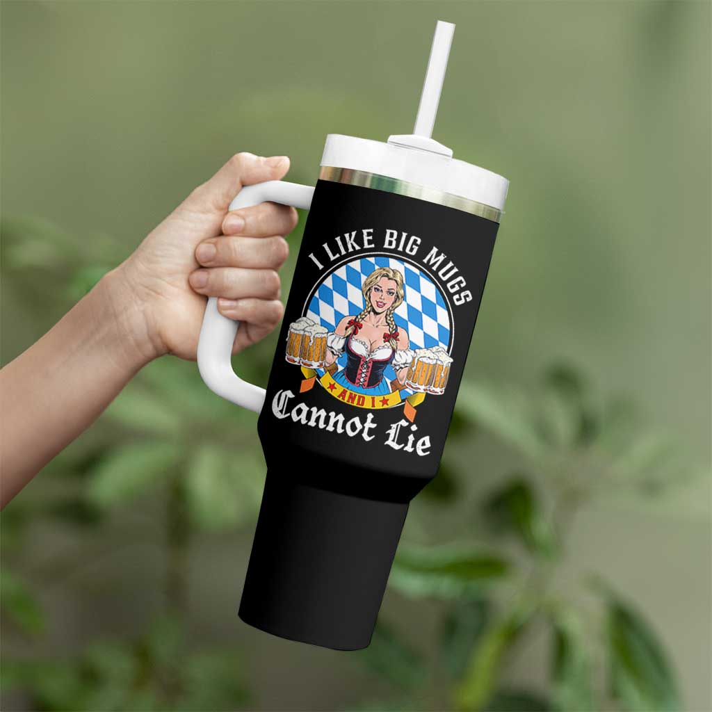 I Like Big Mugs And I Cannot Lie Tumbler With Handle Oktoberfest Party Beer Dirndl Bavarian Flag - Wonder Print Shop