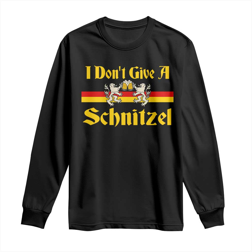 Funny Oktoberfest Long Sleeve Shirt I Don't Give a Schnitzel German Lion Beer - Wonder Print Shop