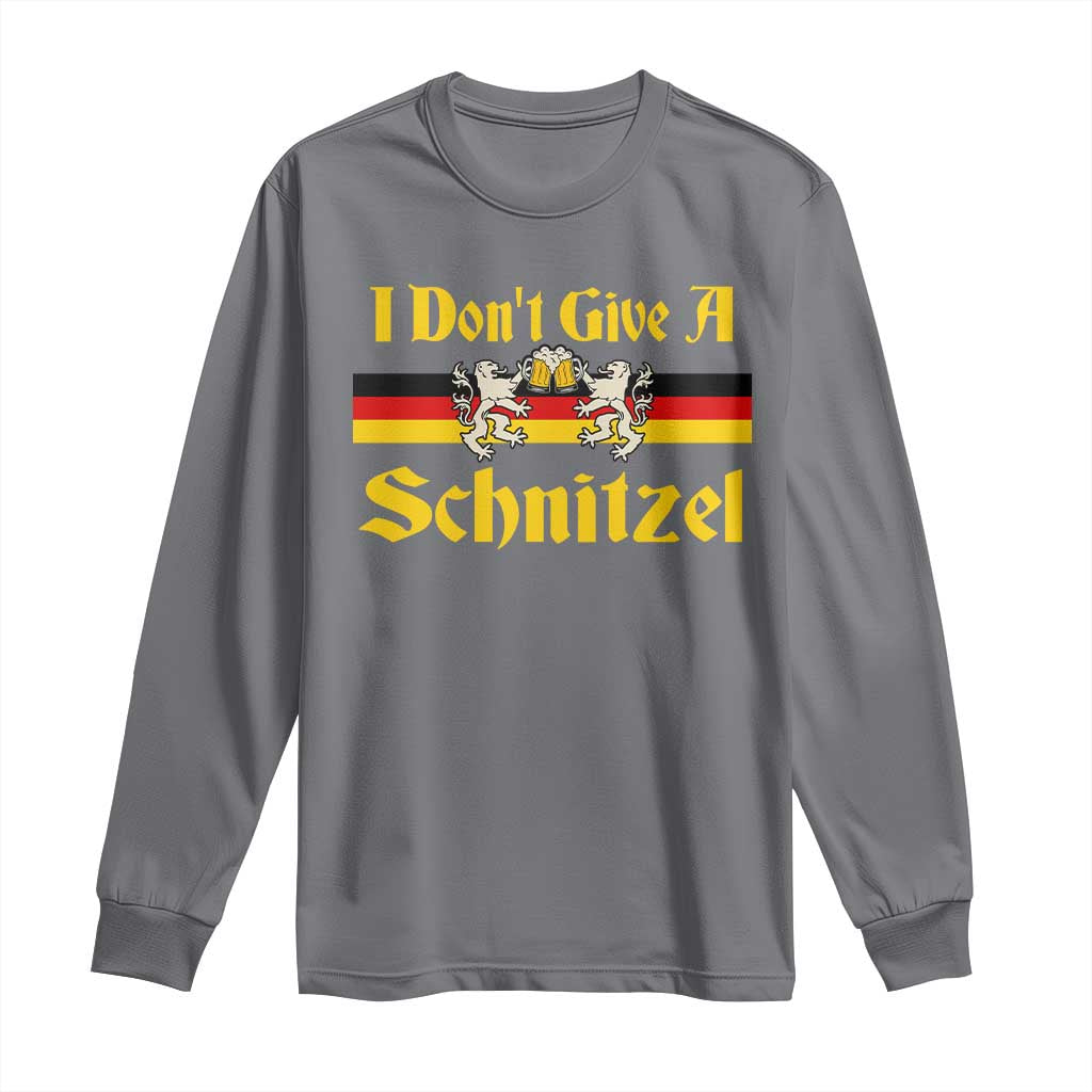 Funny Oktoberfest Long Sleeve Shirt I Don't Give a Schnitzel German Lion Beer - Wonder Print Shop