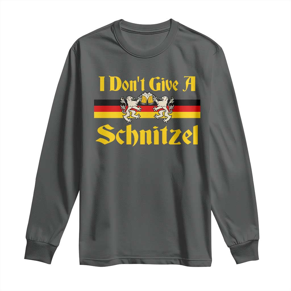 Funny Oktoberfest Long Sleeve Shirt I Don't Give a Schnitzel German Lion Beer - Wonder Print Shop