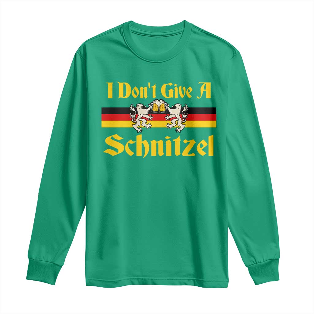 Funny Oktoberfest Long Sleeve Shirt I Don't Give a Schnitzel German Lion Beer - Wonder Print Shop
