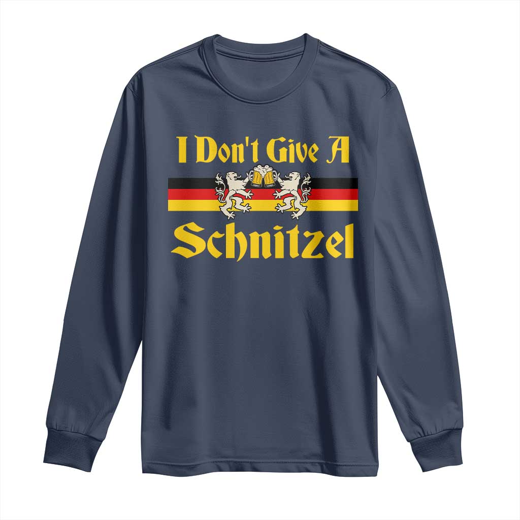 Funny Oktoberfest Long Sleeve Shirt I Don't Give a Schnitzel German Lion Beer - Wonder Print Shop