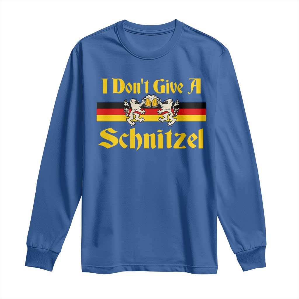 Funny Oktoberfest Long Sleeve Shirt I Don't Give a Schnitzel German Lion Beer - Wonder Print Shop