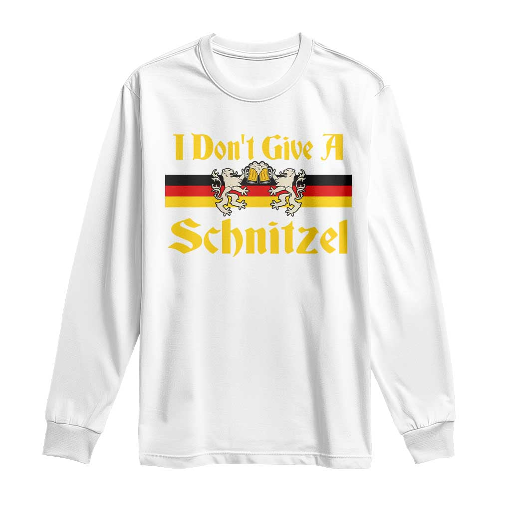 Funny Oktoberfest Long Sleeve Shirt I Don't Give a Schnitzel German Lion Beer - Wonder Print Shop