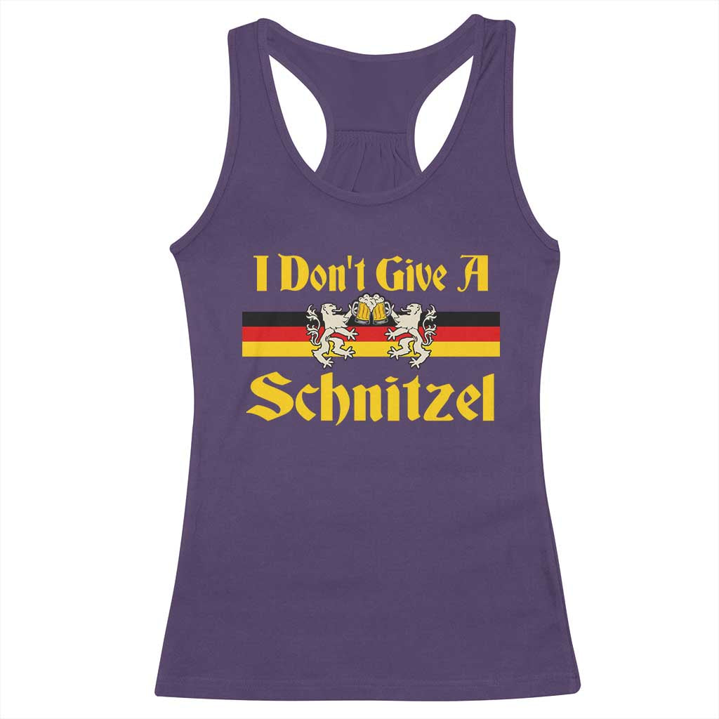Funny Oktoberfest Racerback Tank Top I Don't Give a Schnitzel German Lion Beer - Wonder Print Shop