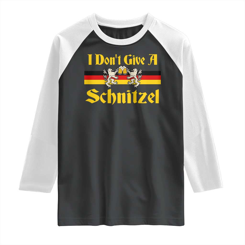 Funny Oktoberfest Raglan Shirt I Don't Give a Schnitzel German Lion Beer - Wonder Print Shop