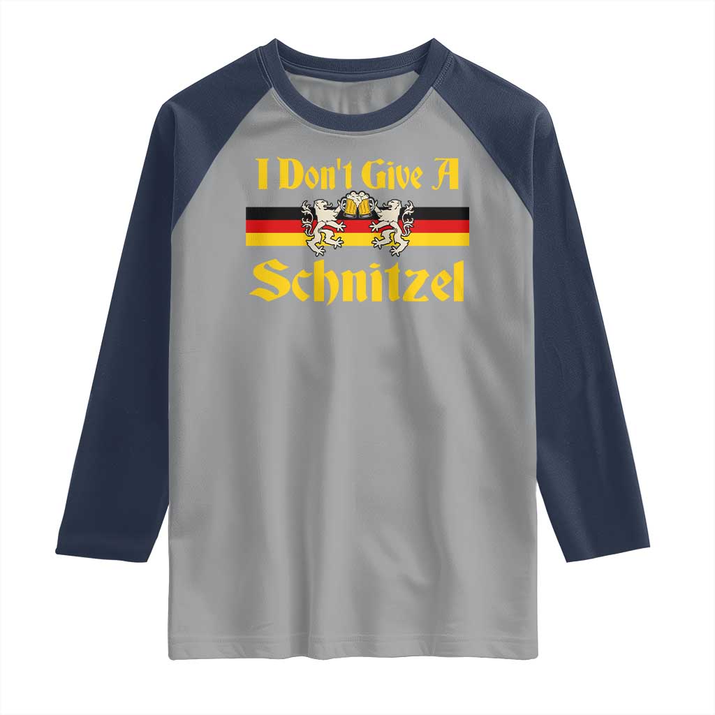 Funny Oktoberfest Raglan Shirt I Don't Give a Schnitzel German Lion Beer - Wonder Print Shop