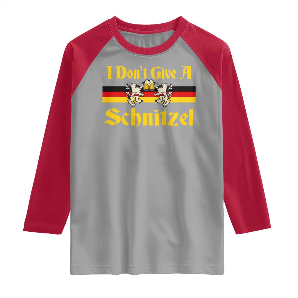 Funny Oktoberfest Raglan Shirt I Don't Give a Schnitzel German Lion Beer - Wonder Print Shop