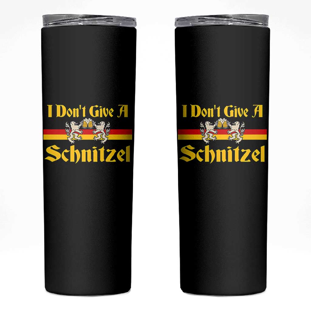 Funny Oktoberfest Skinny Tumbler I Don't Give a Schnitzel German Lion Beer - Wonder Print Shop