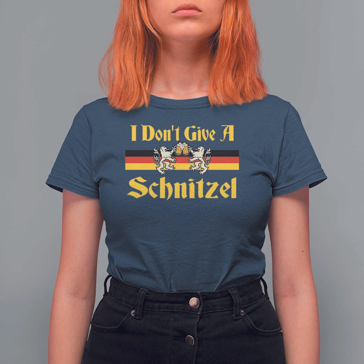 Funny Oktoberfest T Shirt For Women I Don't Give a Schnitzel German Lion Beer - Wonder Print Shop