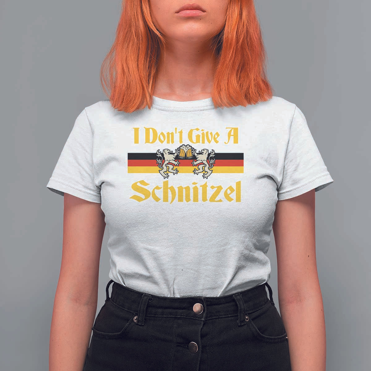 Funny Oktoberfest T Shirt For Women I Don't Give a Schnitzel German Lion Beer - Wonder Print Shop
