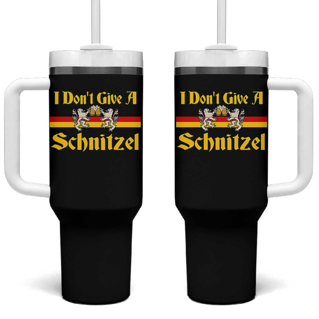 Funny Oktoberfest Tumbler With Handle I Don't Give a Schnitzel German Lion Beer - Wonder Print Shop