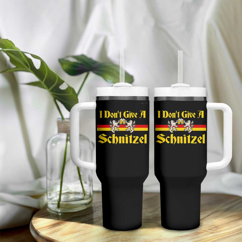 Funny Oktoberfest Tumbler With Handle I Don't Give a Schnitzel German Lion Beer - Wonder Print Shop