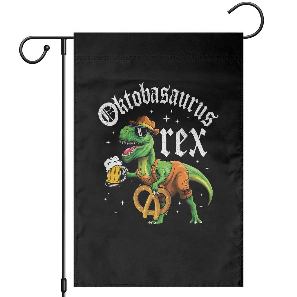 Funny Oktoberfest Dinosaur Garden Flag Oktobasaurus Rex Lederhosen Bavarian Beer - Wonder Print Shop