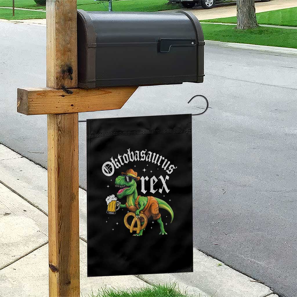 Funny Oktoberfest Dinosaur Garden Flag Oktobasaurus Rex Lederhosen Bavarian Beer - Wonder Print Shop