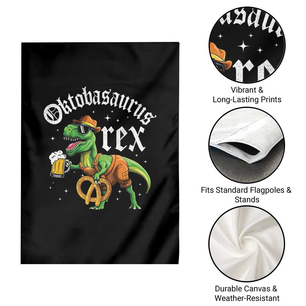 Funny Oktoberfest Dinosaur Garden Flag Oktobasaurus Rex Lederhosen Bavarian Beer - Wonder Print Shop