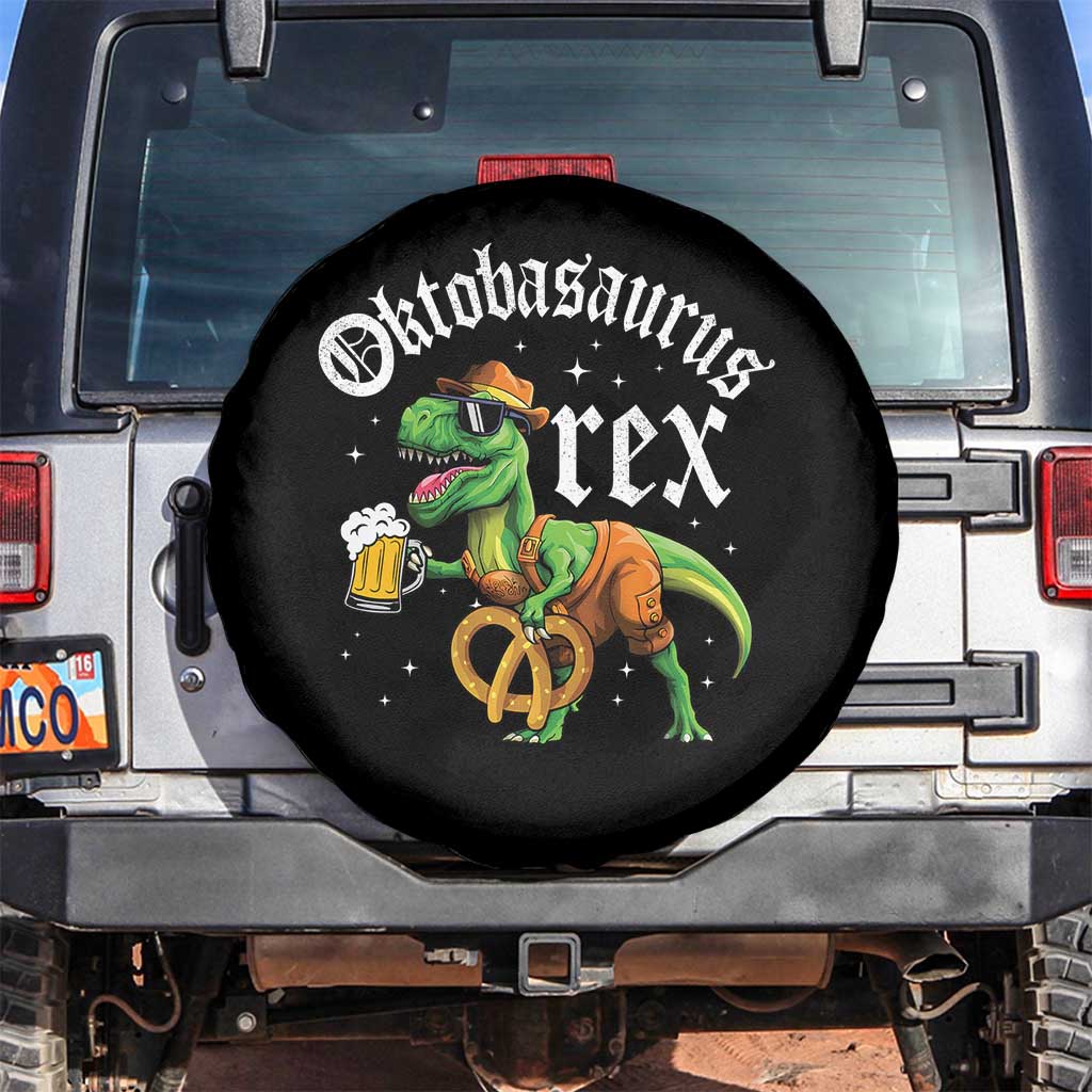 Funny Oktoberfest Dinosaur Spare Tire Cover Oktobasaurus Rex Lederhosen Bavarian Beer - Wonder Print Shop