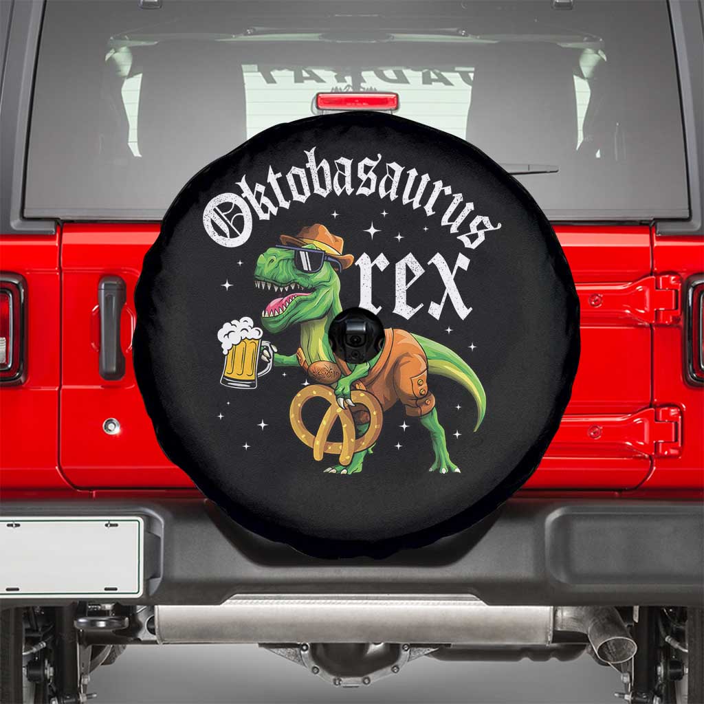 Funny Oktoberfest Dinosaur Spare Tire Cover Oktobasaurus Rex Lederhosen Bavarian Beer - Wonder Print Shop
