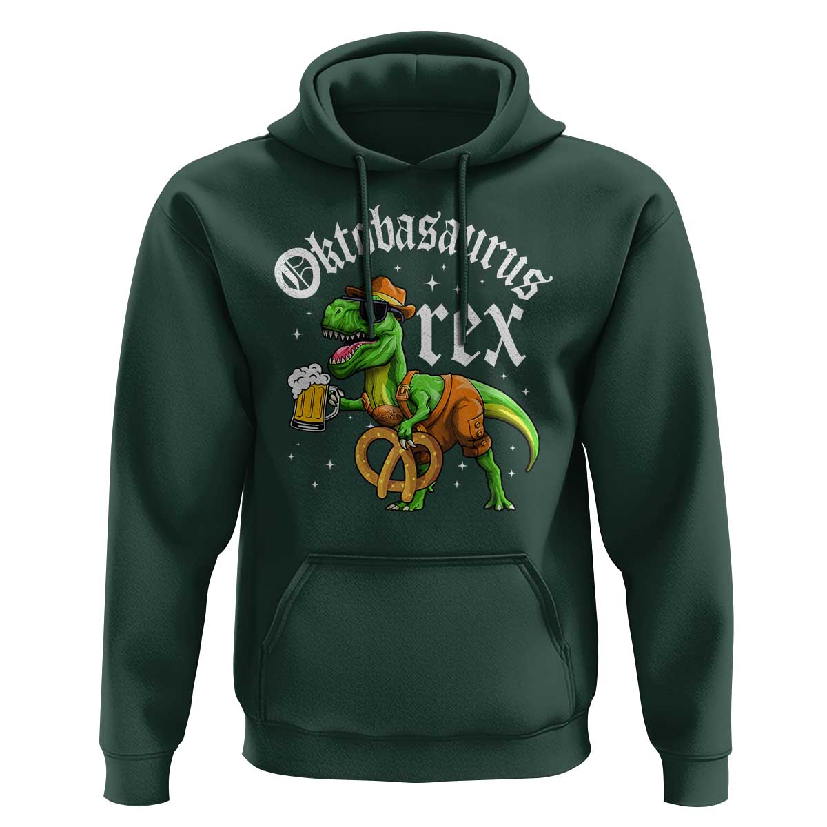 Funny Oktoberfest Dinosaur Hoodie Oktobasaurus Rex Lederhosen Bavarian Beer - Wonder Print Shop