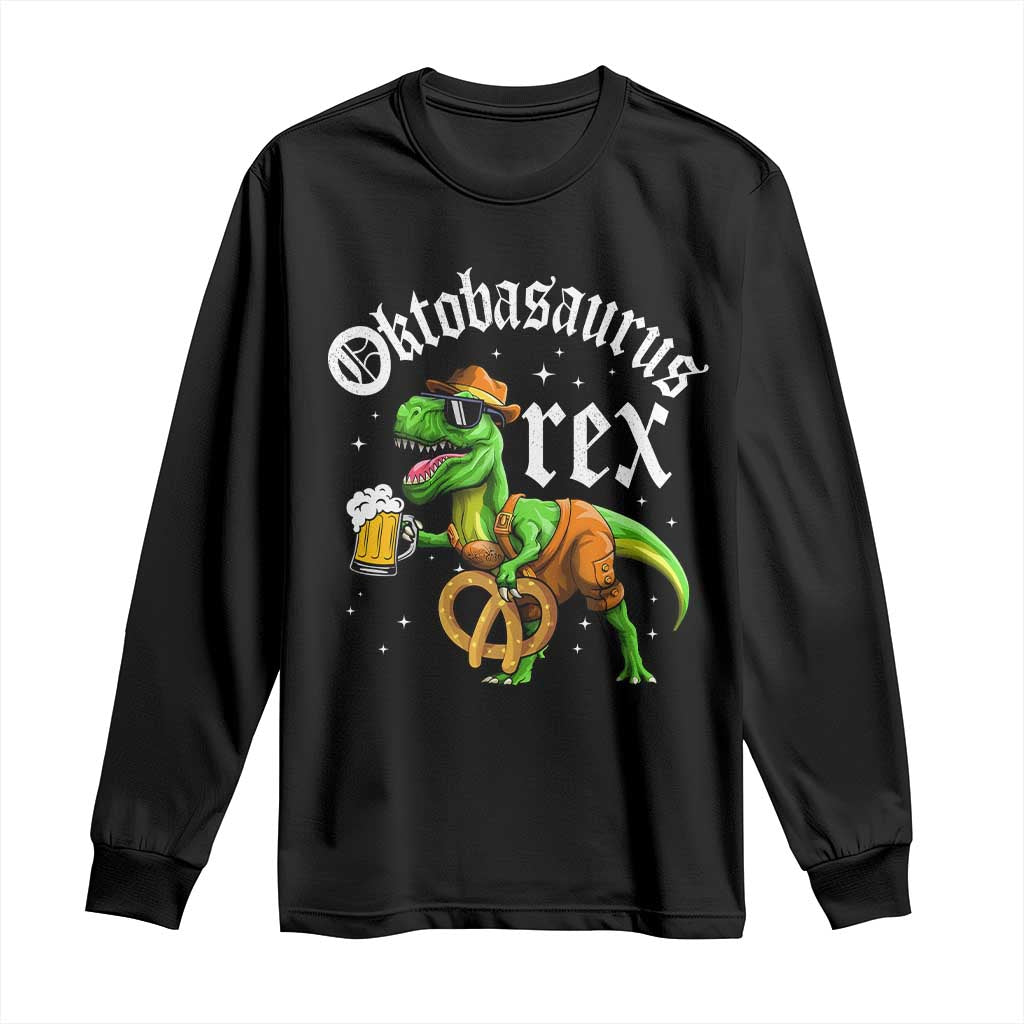 Funny Oktoberfest Dinosaur Long Sleeve Shirt Oktobasaurus Rex Lederhosen Bavarian Beer - Wonder Print Shop