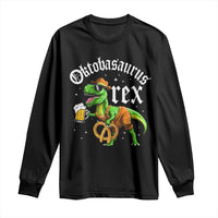 Funny Oktoberfest Dinosaur Long Sleeve Shirt Oktobasaurus Rex Lederhosen Bavarian Beer - Wonder Print Shop