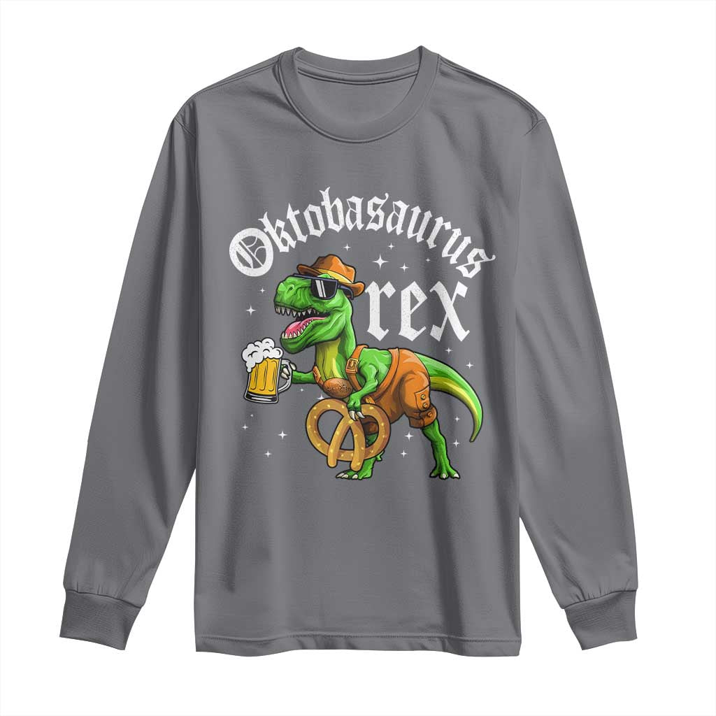 Funny Oktoberfest Dinosaur Long Sleeve Shirt Oktobasaurus Rex Lederhosen Bavarian Beer - Wonder Print Shop