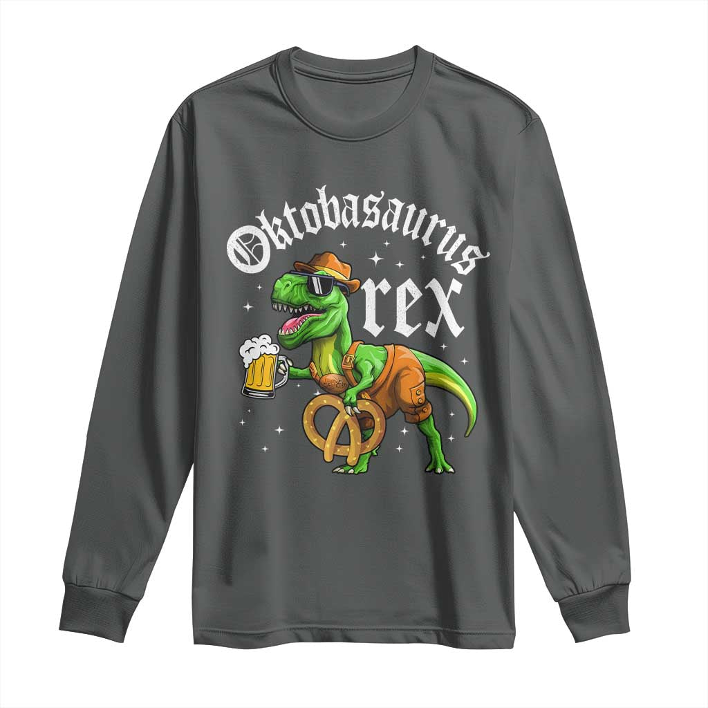 Funny Oktoberfest Dinosaur Long Sleeve Shirt Oktobasaurus Rex Lederhosen Bavarian Beer - Wonder Print Shop