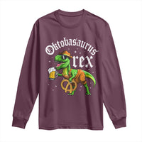 Funny Oktoberfest Dinosaur Long Sleeve Shirt Oktobasaurus Rex Lederhosen Bavarian Beer - Wonder Print Shop