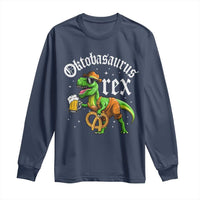 Funny Oktoberfest Dinosaur Long Sleeve Shirt Oktobasaurus Rex Lederhosen Bavarian Beer - Wonder Print Shop