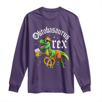 Funny Oktoberfest Dinosaur Long Sleeve Shirt Oktobasaurus Rex Lederhosen Bavarian Beer - Wonder Print Shop