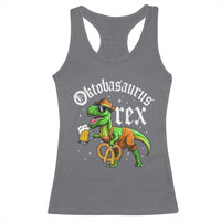 Funny Oktoberfest Dinosaur Racerback Tank Top Oktobasaurus Rex Lederhosen Bavarian Beer - Wonder Print Shop