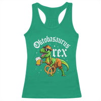 Funny Oktoberfest Dinosaur Racerback Tank Top Oktobasaurus Rex Lederhosen Bavarian Beer - Wonder Print Shop