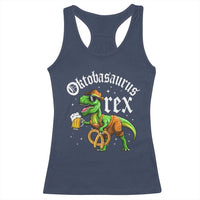 Funny Oktoberfest Dinosaur Racerback Tank Top Oktobasaurus Rex Lederhosen Bavarian Beer - Wonder Print Shop