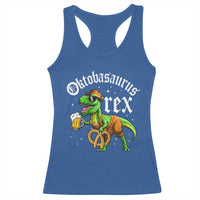 Funny Oktoberfest Dinosaur Racerback Tank Top Oktobasaurus Rex Lederhosen Bavarian Beer - Wonder Print Shop