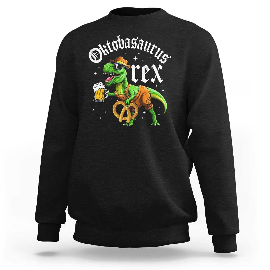 Funny Oktoberfest Dinosaur Sweatshirt Oktobasaurus Rex Lederhosen Bavarian Beer - Wonder Print Shop
