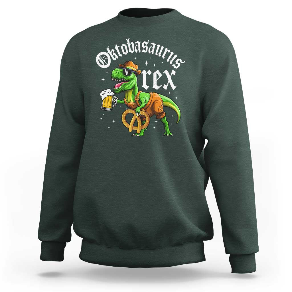 Funny Oktoberfest Dinosaur Sweatshirt Oktobasaurus Rex Lederhosen Bavarian Beer - Wonder Print Shop