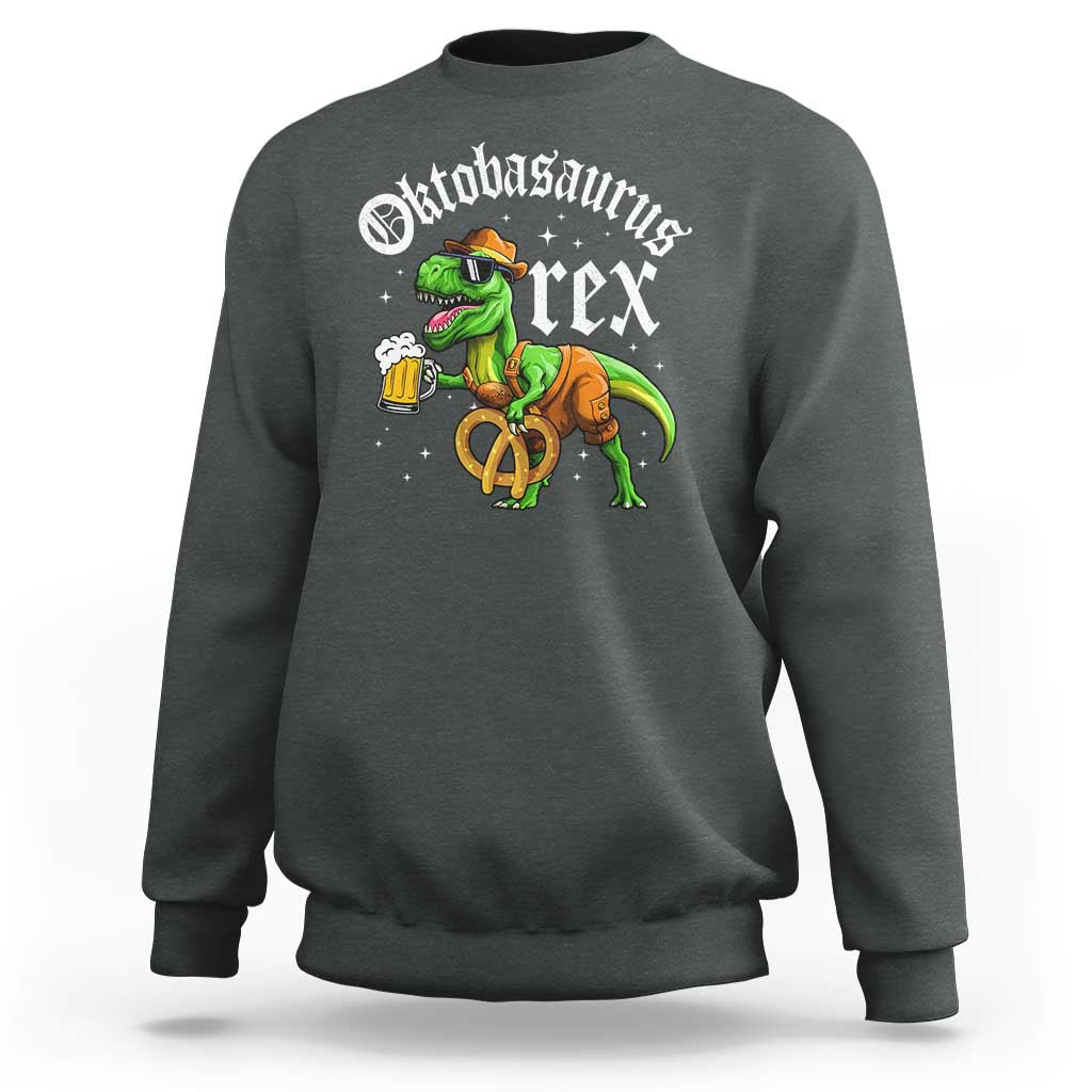 Funny Oktoberfest Dinosaur Sweatshirt Oktobasaurus Rex Lederhosen Bavarian Beer - Wonder Print Shop